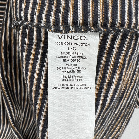 VINCE Mens Long Sleeve Shirt Large White Nightshade Slub Stripes Split Neck NWOT - Picture 11 of 14